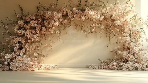 奶油色墙壁与花卉装饰