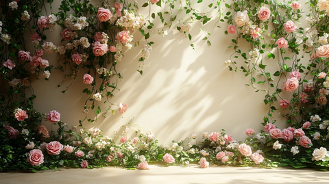 奶油色墙壁与花卉装饰