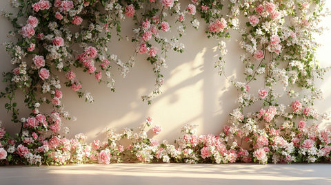 奶油色墙壁与花卉装饰