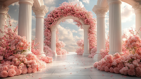 3D拱门花卉云彩婚礼舞台设计