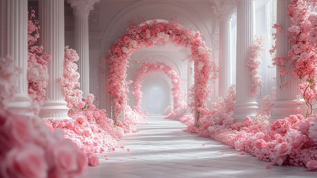 3D拱门花卉云彩婚礼舞台设计