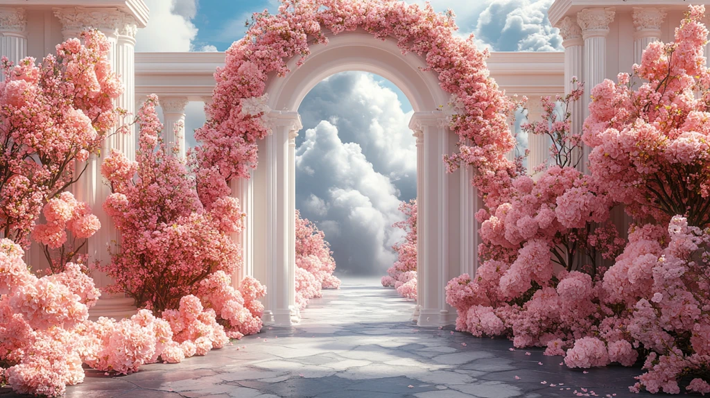 3D拱门花卉云彩婚礼舞台设计