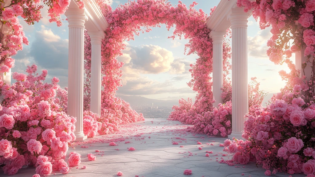 3D拱门花卉云彩婚礼舞台设计