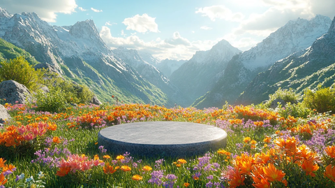 绿色热带山丘与圆形舞台