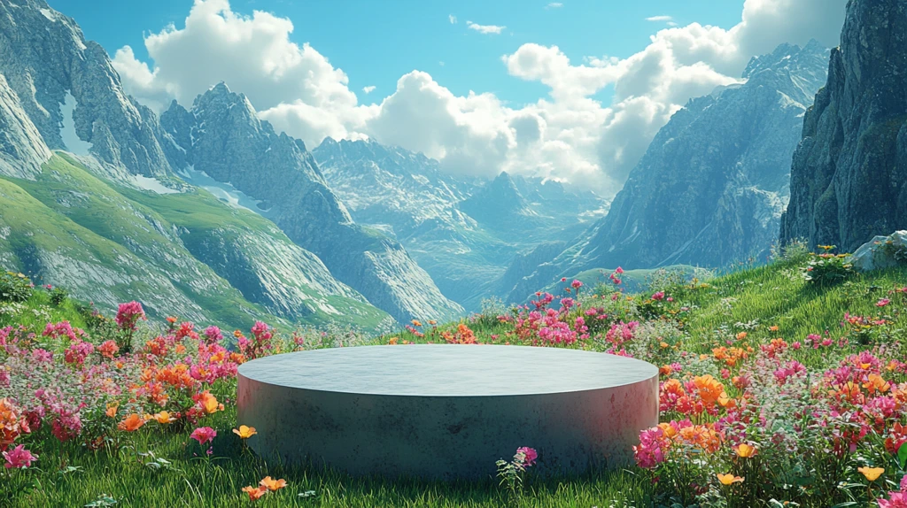 绿色热带山丘与圆形舞台