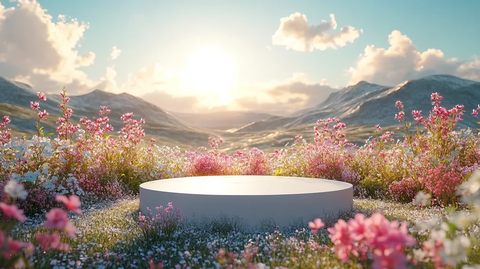 圆形桌台与花海