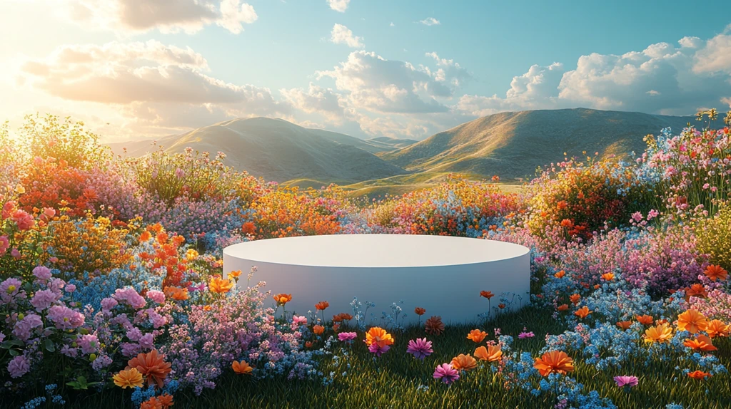 圆形桌台与花海