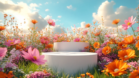 白色圆台与春色