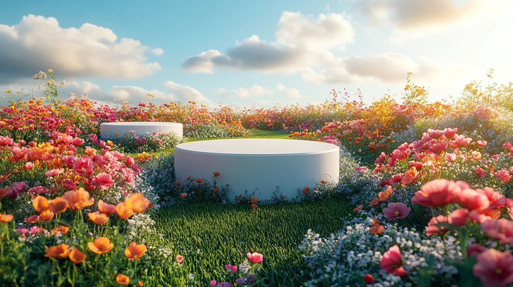 白色圆台与春色