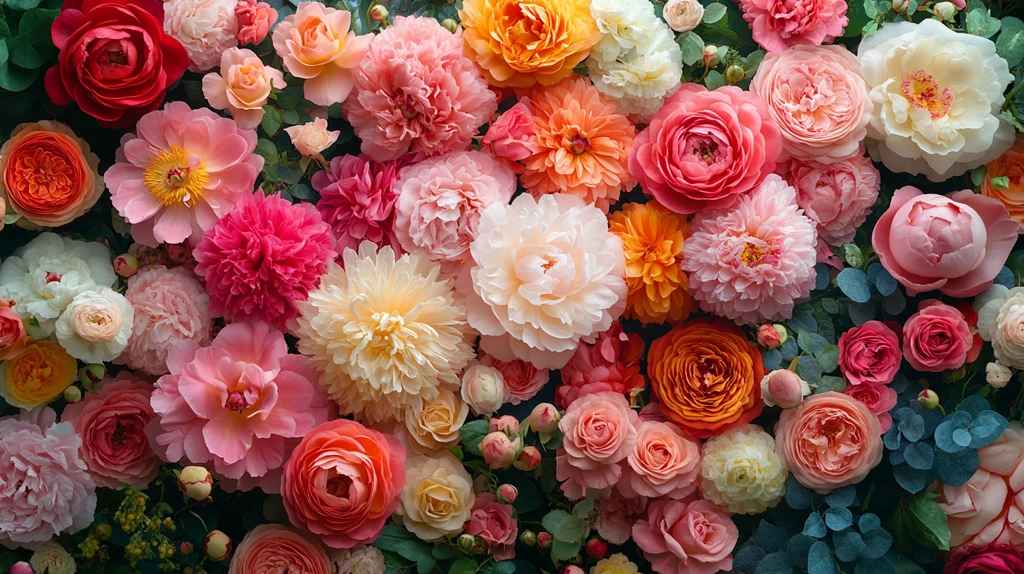 花园中盛开的牡丹花