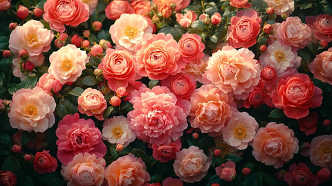 花园中盛开的牡丹花