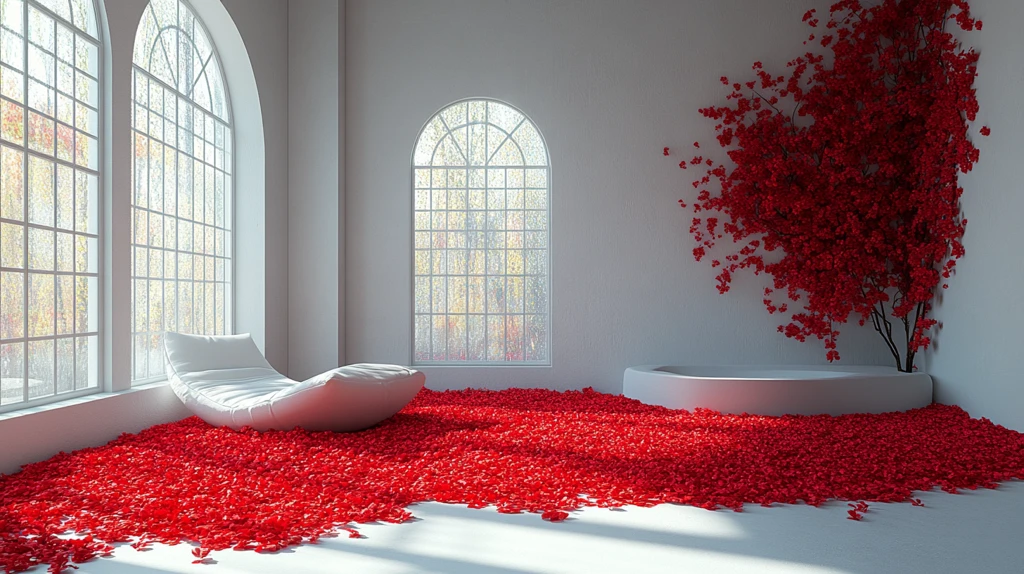 红花房间与粉色窗帘