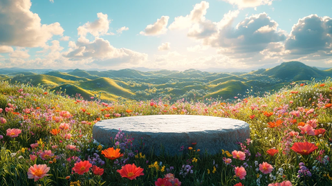 绿色山丘与云朵