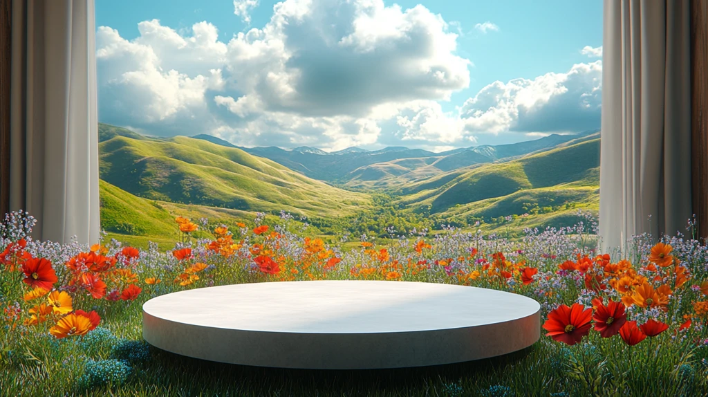 绿色山丘与云朵