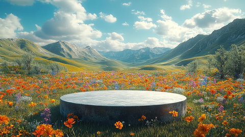 绿色山丘与云朵