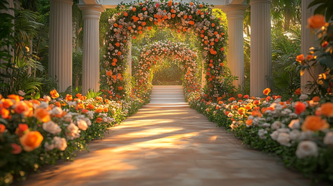 金色领奖台与花园拱门