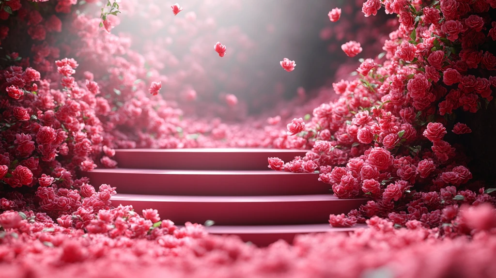 深粉渐变玫瑰背景展示台
