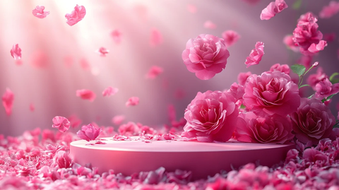 深粉渐变玫瑰背景展示台