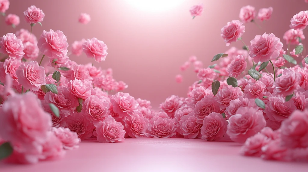 深粉渐变玫瑰背景展示台