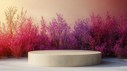 3D渲染米色讲台带紫色