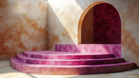 3D渲染米色讲台带紫色