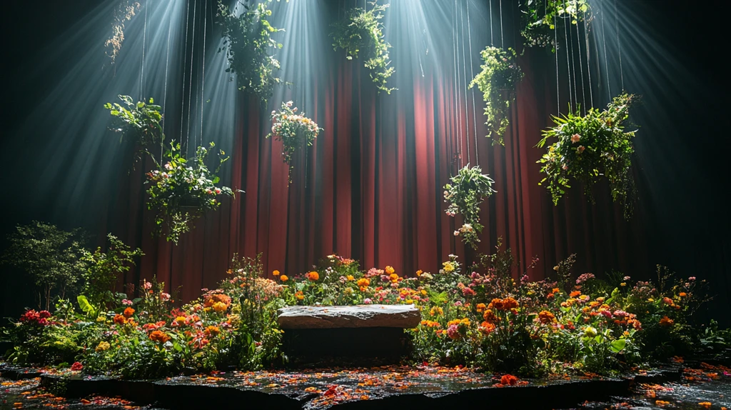 悬挂花卉与艺术装置舞台