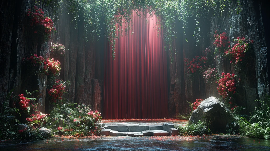 悬挂花卉与艺术装置舞台