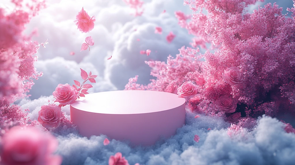 粉色云朵与玫瑰