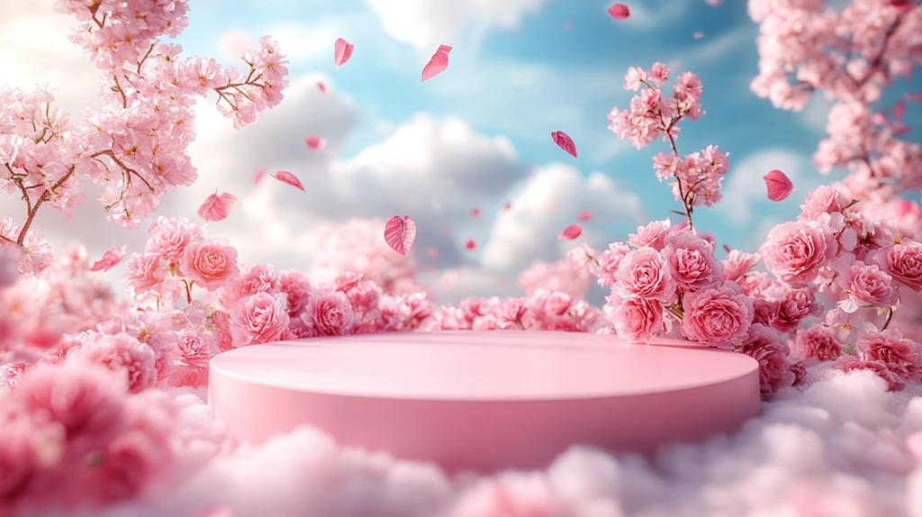 粉色云朵与玫瑰