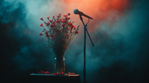 麦克风上的花朵
