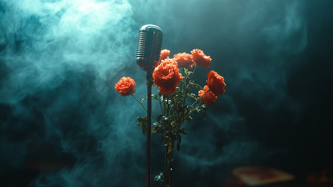 麦克风上的花朵