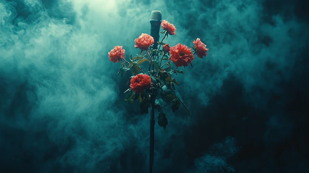 麦克风上的花朵