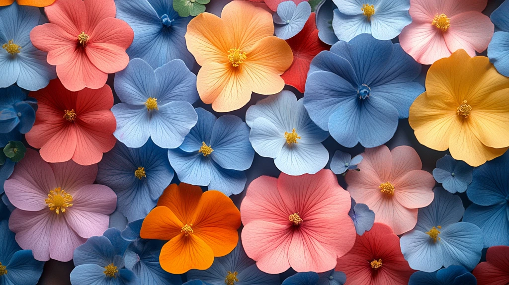 简单2D彩色花卉图案