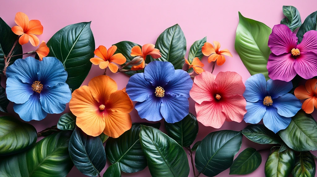 简单2D彩色花卉图案