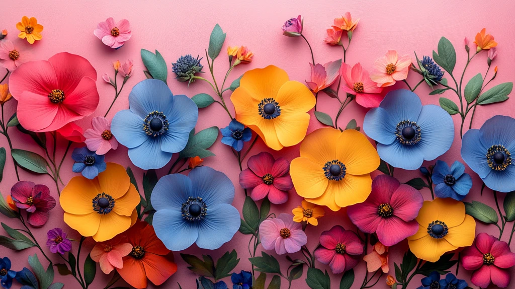 简单2D彩色花卉图案