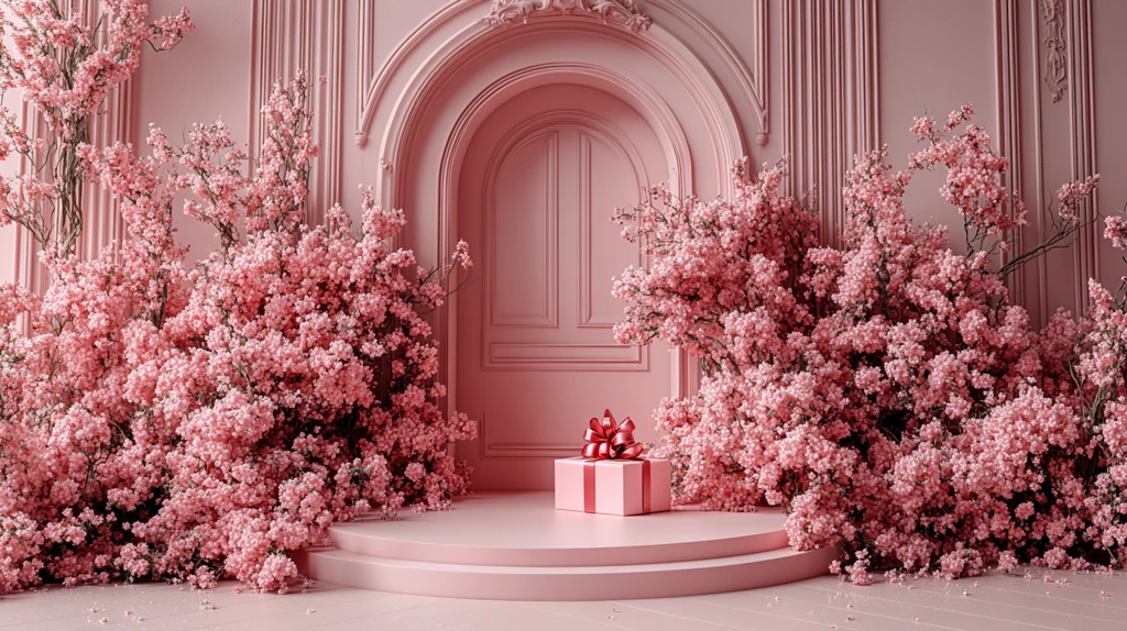 情人节礼物盒与花门