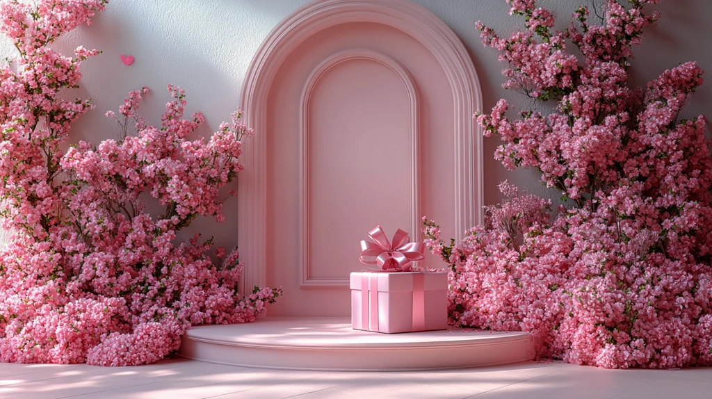 情人节礼物盒与花门