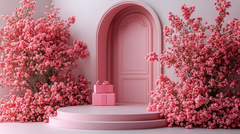 情人节礼物盒与花门