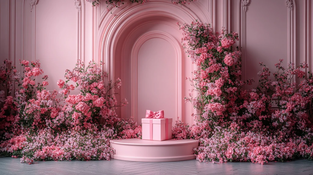 情人节礼物盒与花门