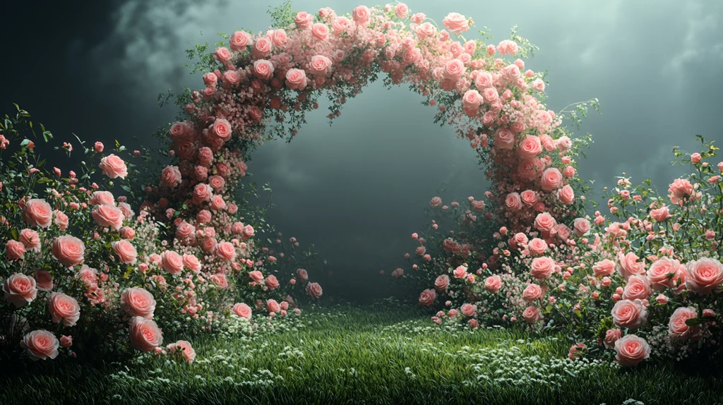 玫瑰拱门与绿草