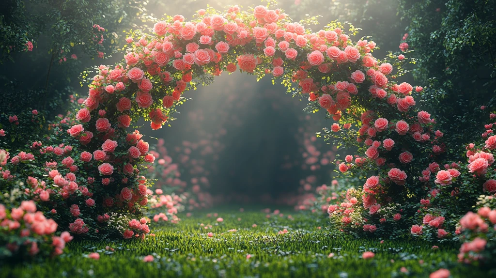 玫瑰拱门与绿草