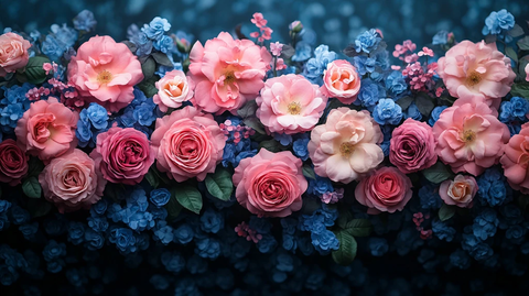 玫瑰与蓝紫色背景