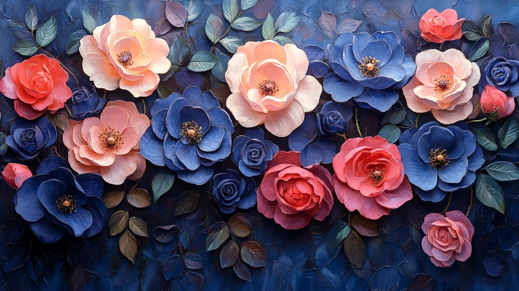 玫瑰与蓝紫色背景