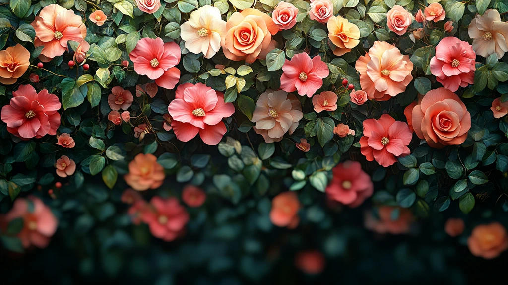 玫瑰与木槿花墙装饰