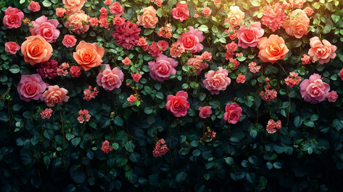 玫瑰与木槿花墙装饰