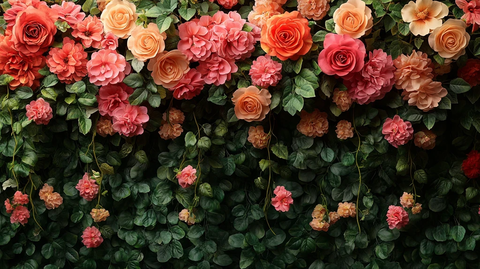 玫瑰与木槿花墙装饰