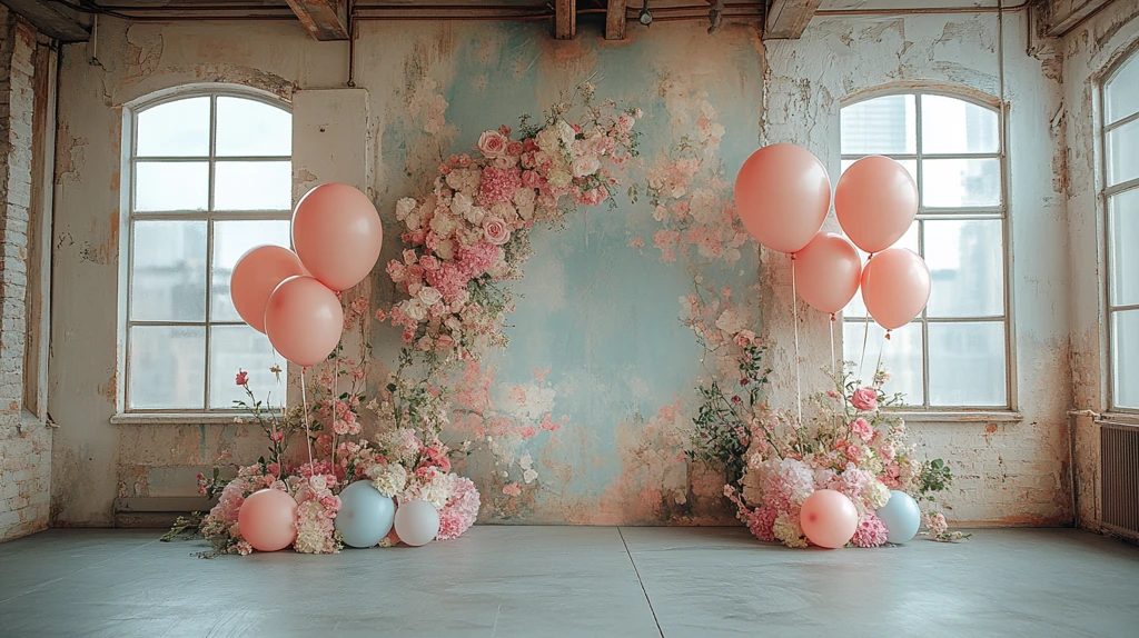 花拱窗边摄影背景