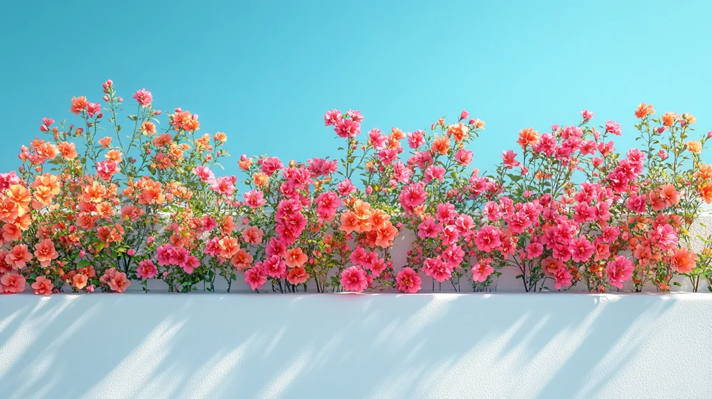 白墙上的彩色花朵