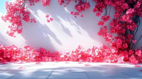 白墙上的彩色花朵