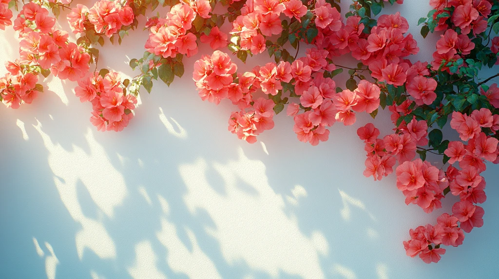 白墙上的彩色花朵